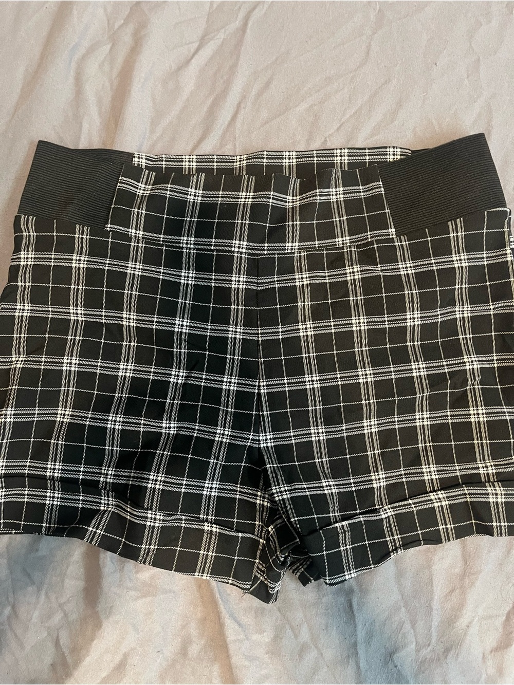 Forever 21 Black and White Plaid High-Waist Shorts